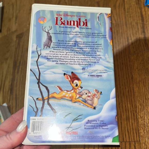 Rare Find! Vintage Walt Disney's "Black Diamond" Classics Bambi VHS #942 - Picture 4 of 11
